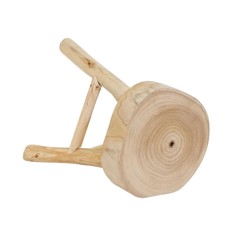 16-Inch Live-Edge Wooden Stool with Triangle Footrest