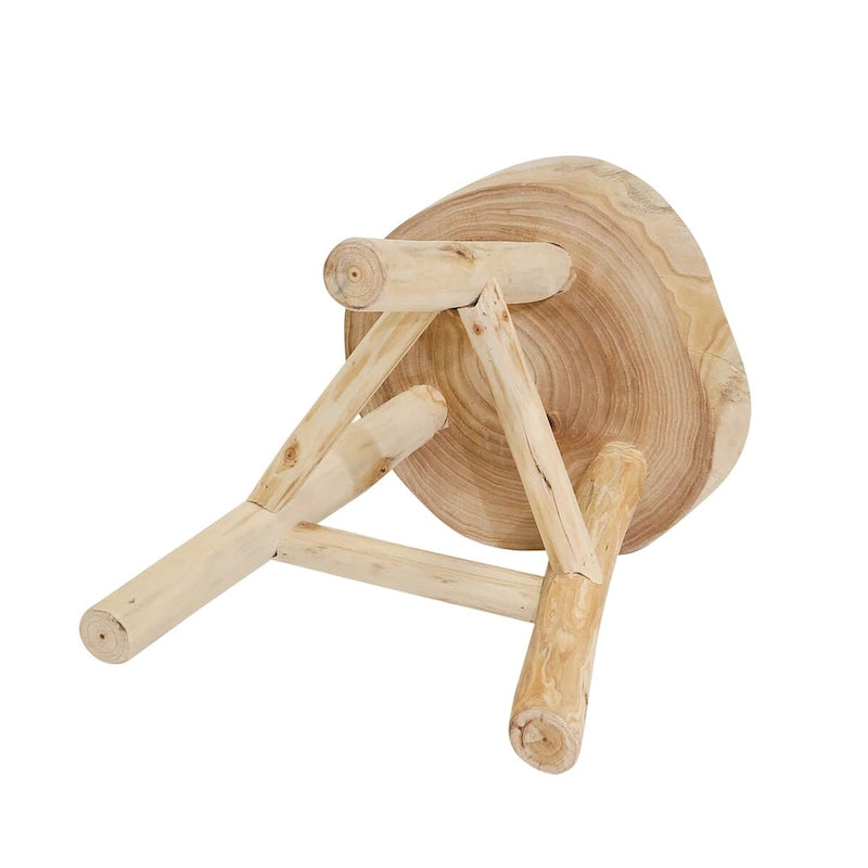 16-Inch Live-Edge Wooden Stool with Triangle Footrest