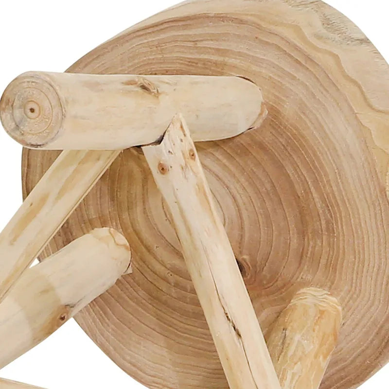 Taburete de madera con borde natural de 16 pulgadas con reposapiés triangular  