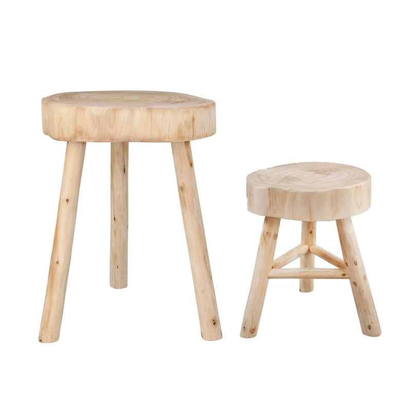 Taburete de madera con borde natural de 16 pulgadas con reposapiés triangular  