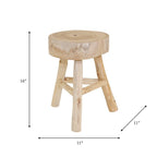 Taburete de madera con borde natural de 16 pulgadas con reposapiés triangular  