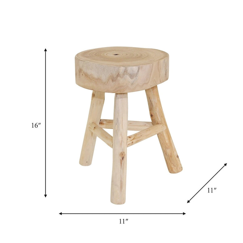 Taburete de madera con borde natural de 16 pulgadas con reposapiés triangular  