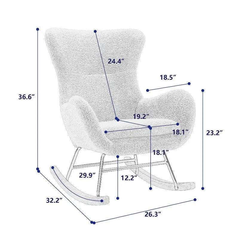 Chaise à bascule rembourrée en tissu Teddy