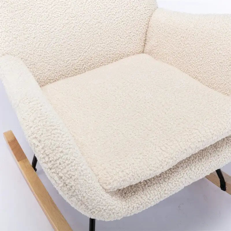 Chaise à bascule rembourrée en tissu Teddy