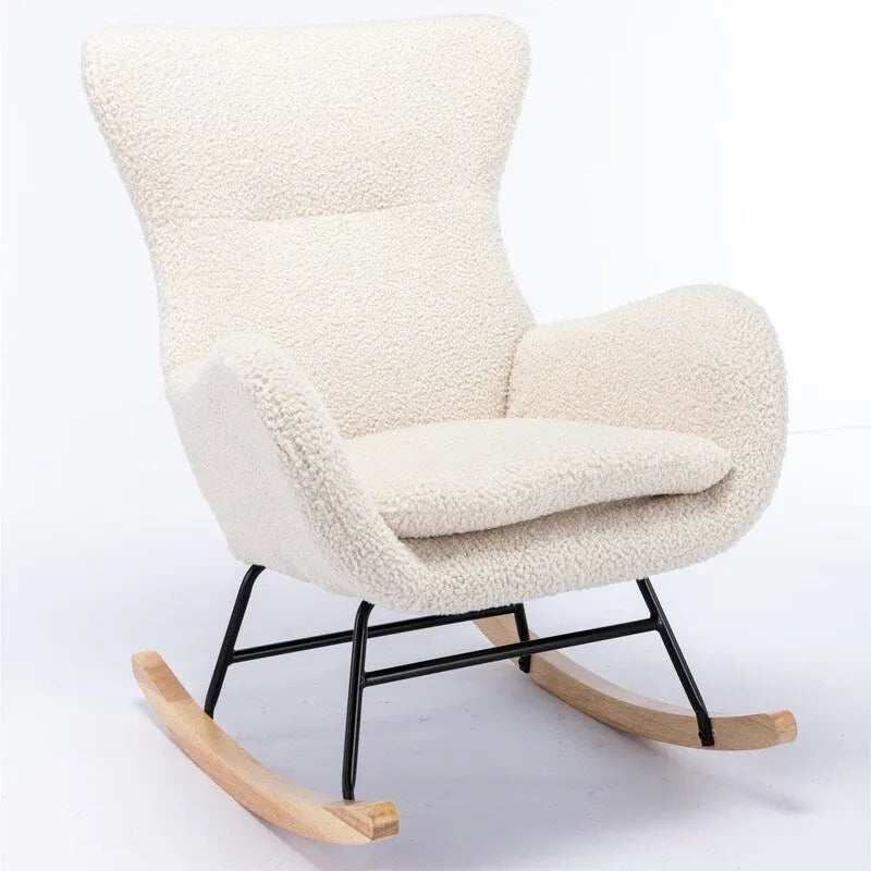 Chaise à bascule rembourrée en tissu Teddy