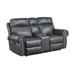 75 Zoll manuelles Relaxsofa für zwei Personen, Aufbewahrungskonsole, graues Kunstleder  