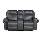 75 Zoll manuelles Relaxsofa für zwei Personen, Aufbewahrungskonsole, graues Kunstleder  
