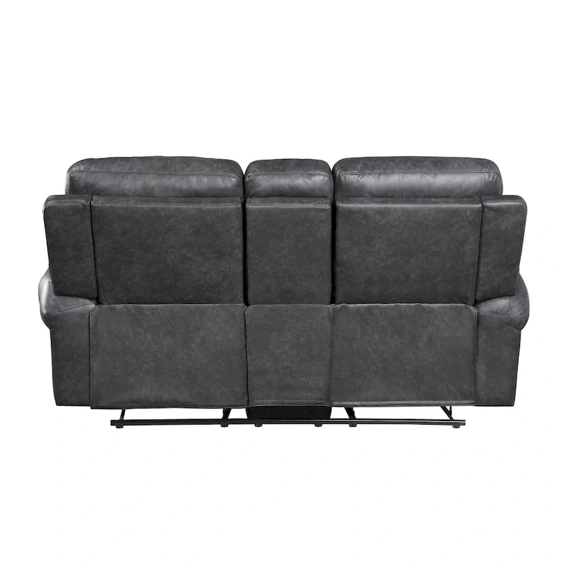 75 Zoll manuelles Relaxsofa für zwei Personen, Aufbewahrungskonsole, graues Kunstleder  