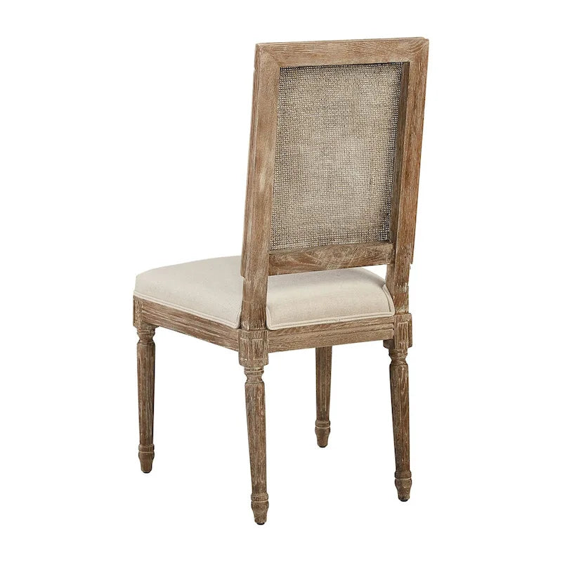 Linen and Cane Oak Dining Chair, Neutral (2-Pack)