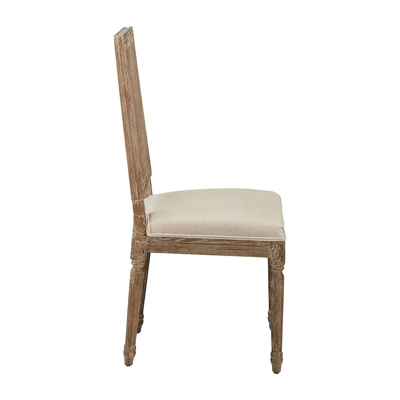 Leinen- und Rattan-Eichen-Esstischstuhl, neutral (2er-Set)  