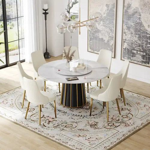 59 inch ronde sintersteen eettafel met draaischijf