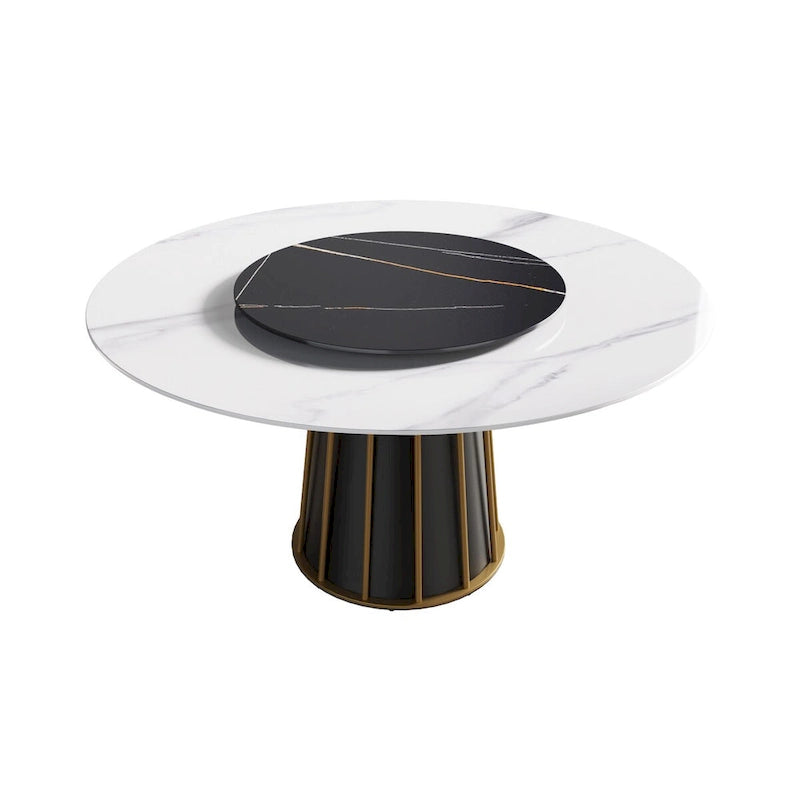 59 inch ronde sintersteen eettafel met draaischijf