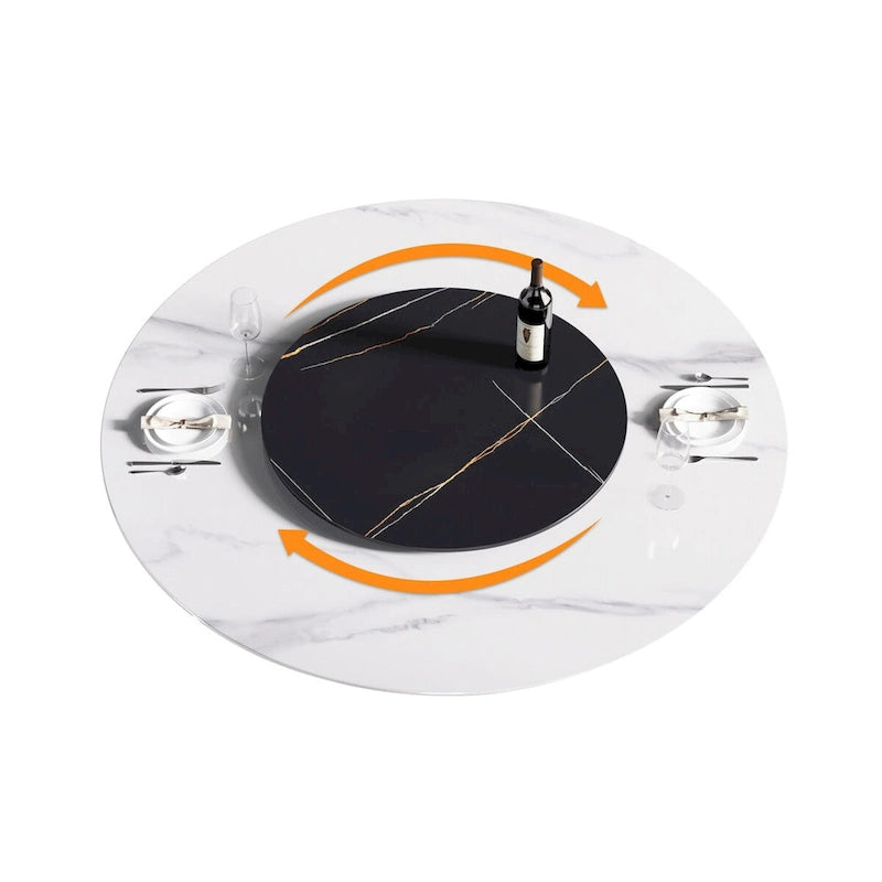 59 inch ronde sintersteen eettafel met draaischijf