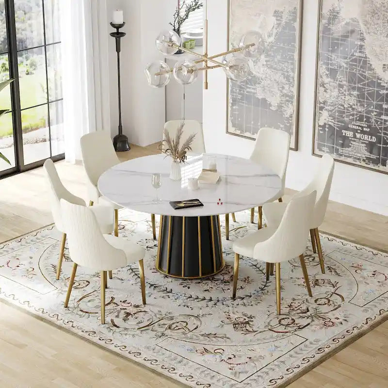 59 inch ronde sintersteen eettafel met draaischijf