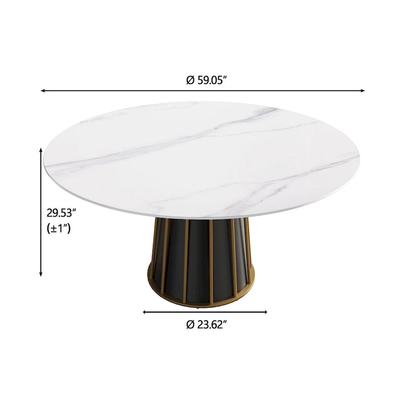 59 inch ronde sintersteen eettafel met draaischijf