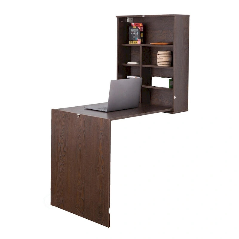 Wandmontage inklapbaar laptopbureau met planken  
