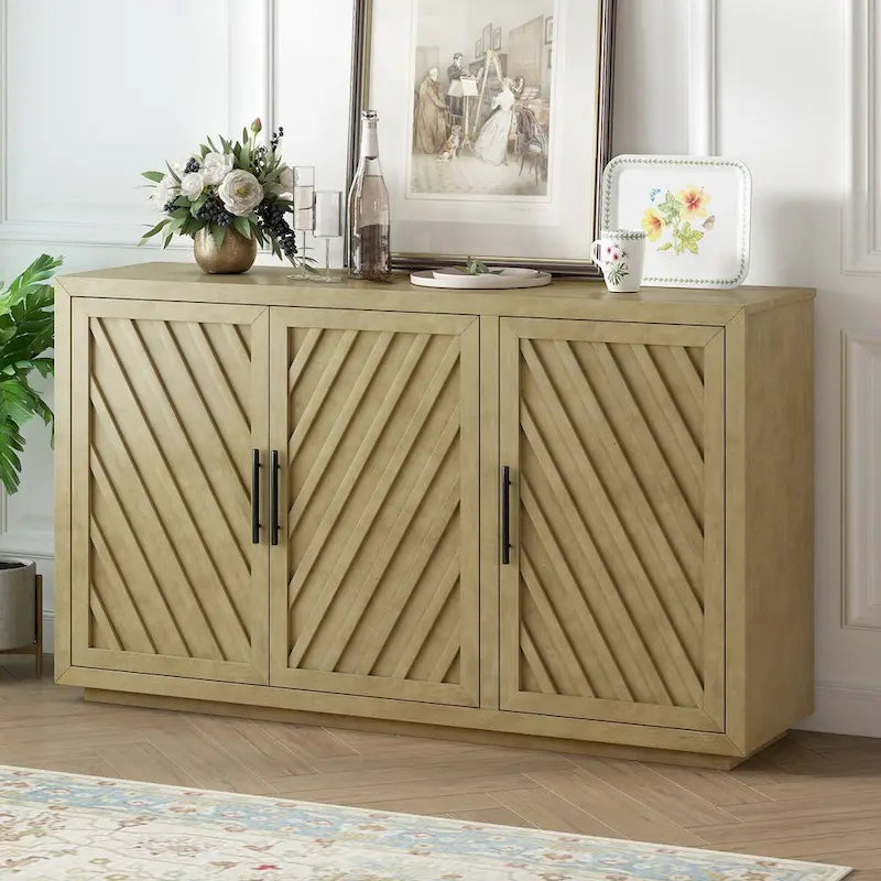 Dressoir met 3 deuren, verstelbare planken en zwarte handgrepen