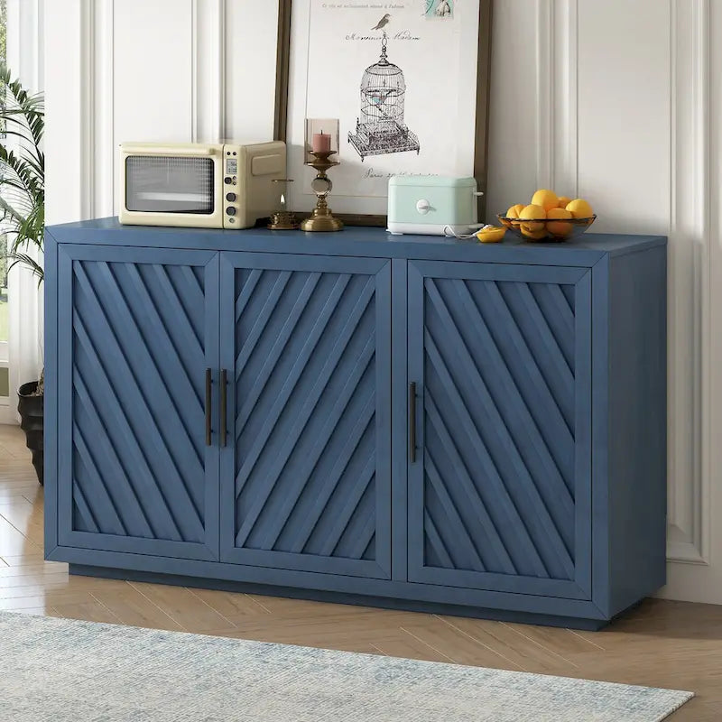 Dressoir met 3 deuren, verstelbare planken en zwarte handgrepen