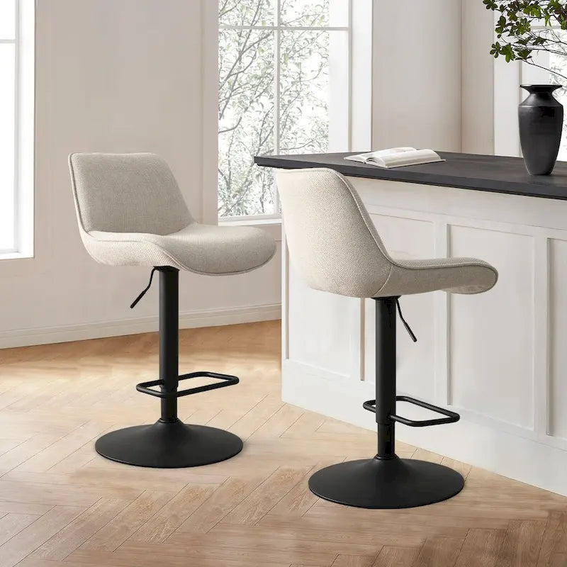 Höhenverstellbarer Drehbarer Barhocker mit Vinylsitz (2er-Pack)  