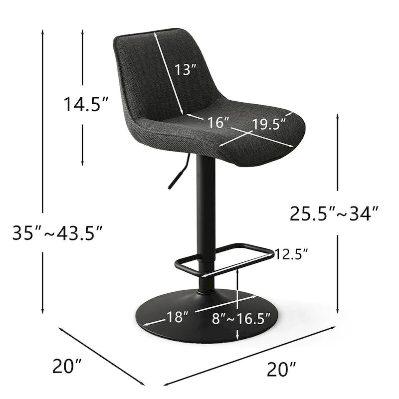 Höhenverstellbarer Drehbarer Barhocker mit Vinylsitz (2er-Pack)  